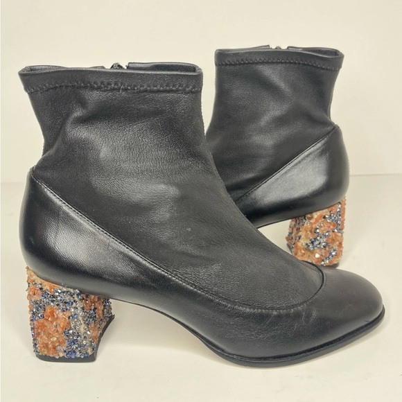 Sophia Webster Stella Black Leather Embellished Ankle Boots Womens Size 39.5/8 - Picture 2 of 16